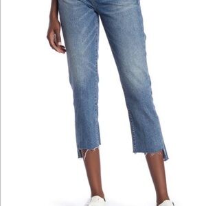Blank NYC Stagger Raw Hem Straight Leg Cropped Jeans Size 28